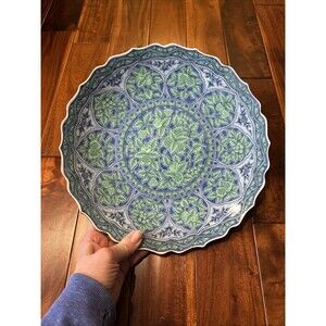 Vintage Maebata China Plate Qinghua Midoriaya Pattern Chinese Asian 12”